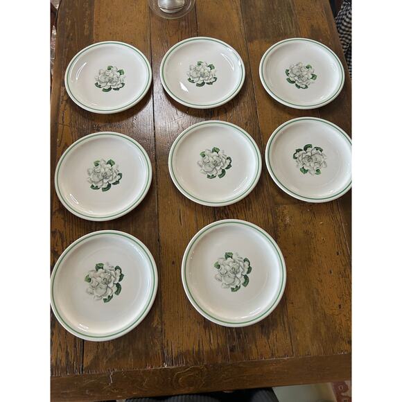 Vintage Syracuse China Whitfield Gardenia pattern dinner plates, Set of 8 - Picture 3 of 5